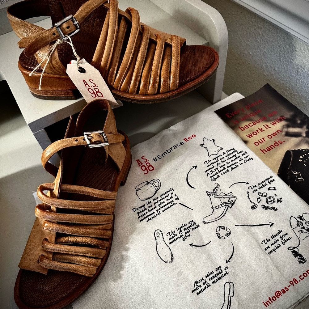 A.S.98 Women's Tan Leather Sandals